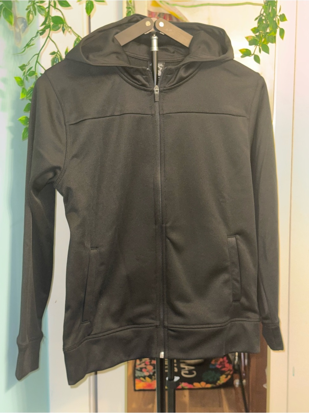 Starter Boys L Black Full Zip Athletic Hoodie Jacket Logo 14/16